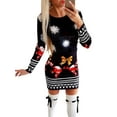 thumbnail image 3 of Verycand Women's Christmas Allover Printed Round Neck Wrapeed Hip Dress, 3 of 4