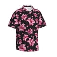 thumbnail image 2 of Daiia Lilies Flowers Hawaiian Shirt for Men Gentle Cotton Regular Short Sleeve Casual-XX-Large, 2 of 9