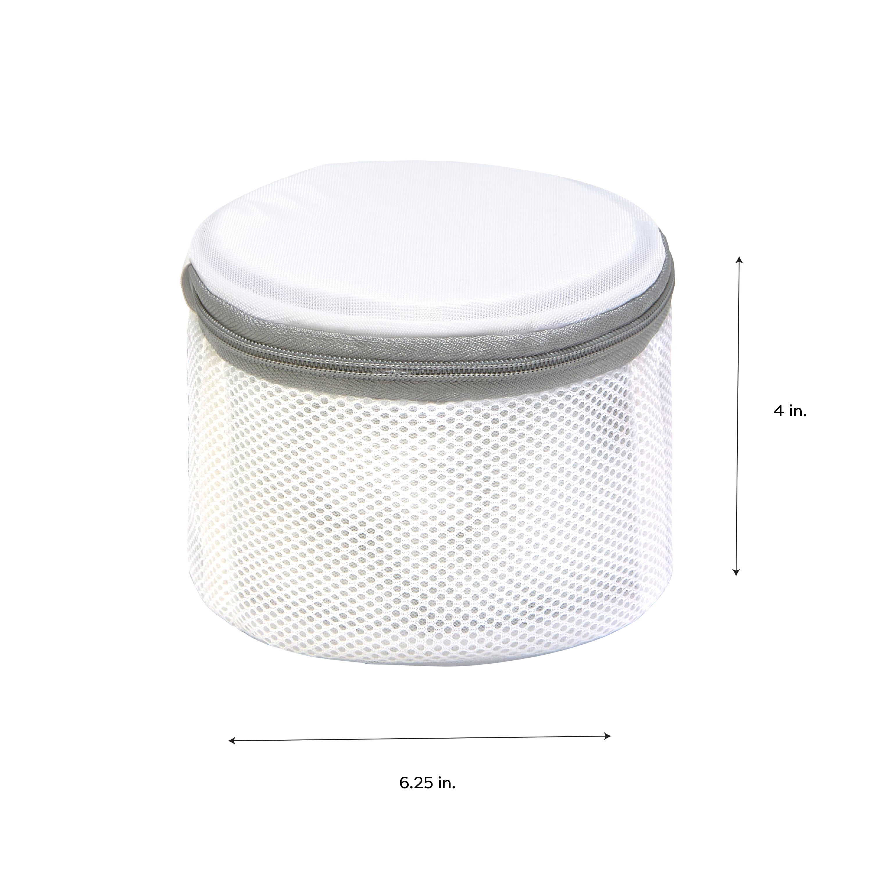 Laundry 360 2 Pack Bra Wash Bag, Polyester Mesh, Zip Close White