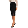 thumbnail image 4 of Falda de cintura alta de INSPIRE CHIC para mujer con lazo en la cintura, abertura en la rodilla, falda lápiz ajustada, negra L, 4 of 6