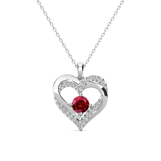 Cate & Chloe Forever 18k White Gold Plated Birthstone Necklace, Double ...