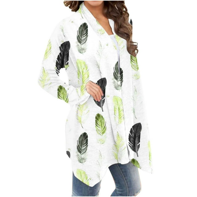 Cardigans pour Femmes Cardigan à Manches Longues Imprimé Floral à la Mode Veste Cardigan Manches 3/4 en Liquidation