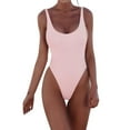 thumbnail image 2 of Women's Retro 80s/90s High Cut Low Back One Piece Swimsuits Bathing Suits modest one piece swimsuit women backless swim suits for women 2025 high waisted Bikini Beachwear -Up Padded Swimwear One Bath, 2 of 3