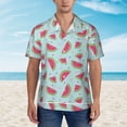 thumbnail image 2 of Xecao Watermelon print Hawaiian shirt - a stylish short-sleeve button-down for men, perfect for casual beach and tropical outings., 2 of 9