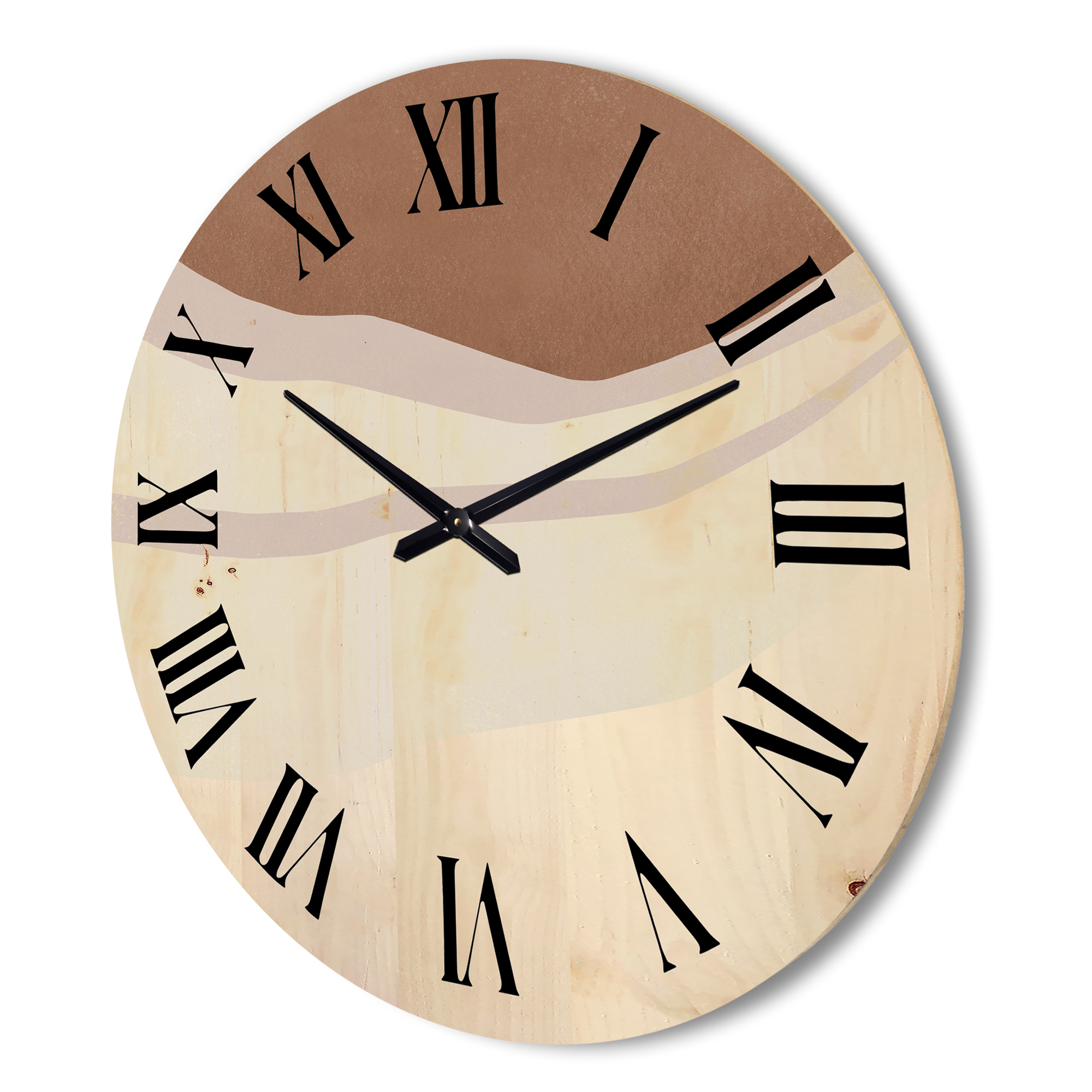 Designart 'Ivory and Terracotta Shapes with Scuff Effect' Modern Wood Wall Clock