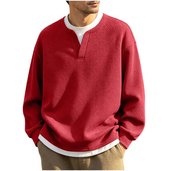 StSilkitty Men's Long Sleeve Sweatshirts 2 in 1 Crewneck Casual Pullover Sweatshirts Lightweight Loose Comfy Tops