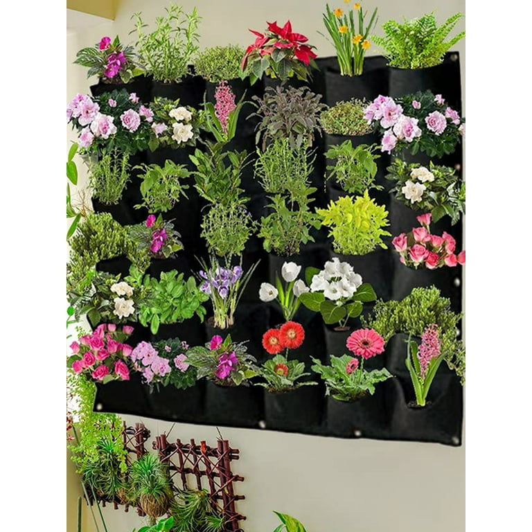 Agfabric Hanging Wall Plants 36-Pocket 39 x 39 x 3.14 Vertical Hanging Planter Nonwoven Fabric Garden Planter Bag Grow Bag Green