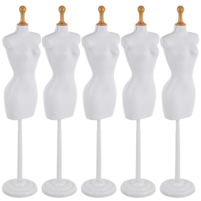 MesaSe 5 Pcs Model Stand Sewing Mannequin Doll Models Dresses Clothing Removable White Plastic