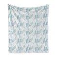 thumbnail image 1 of Teal and White Soft Flannel Fleece Throw Blanket, Pastel Colored Grunge Looking Feathers Flying Bohemian Ethnic, Cozy Plush for Indoor and Outdoor Use, 60" x 80", Teal Dark Blue White, by Ambesonne, 1 of 6