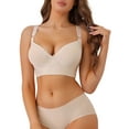 thumbnail image 4 of INSPIRE CHIC Women's Deep V-Neck Adjustable Straps Underwire Bra Push-Up Plus Size Underwear 36B Beige, 4 of 5