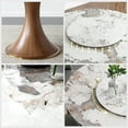 thumbnail image 4 of POVISON 53''Modern Round Dining Table with Lazy Susan for 4, Glossy Sintered Stone Tabletop ,Walnut Solid Wood Base, 4 of 9