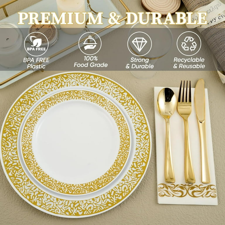 Focusline Gold Dinnerware Set for 20 Guests, 140-Piece photo 4