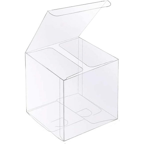 30 PCS Clear Favor Boxes,4 x 4 x 4 inch Plastic Clear Gift Boxes for Wedding,Birthday,Easter Mother's Father's Day Party