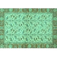 thumbnail image 1 of Ahgly Company Machine Washable Indoor Rectangle Oriental Turquoise Blue Traditional Area Rugs, 8' x 10', 1 of 4