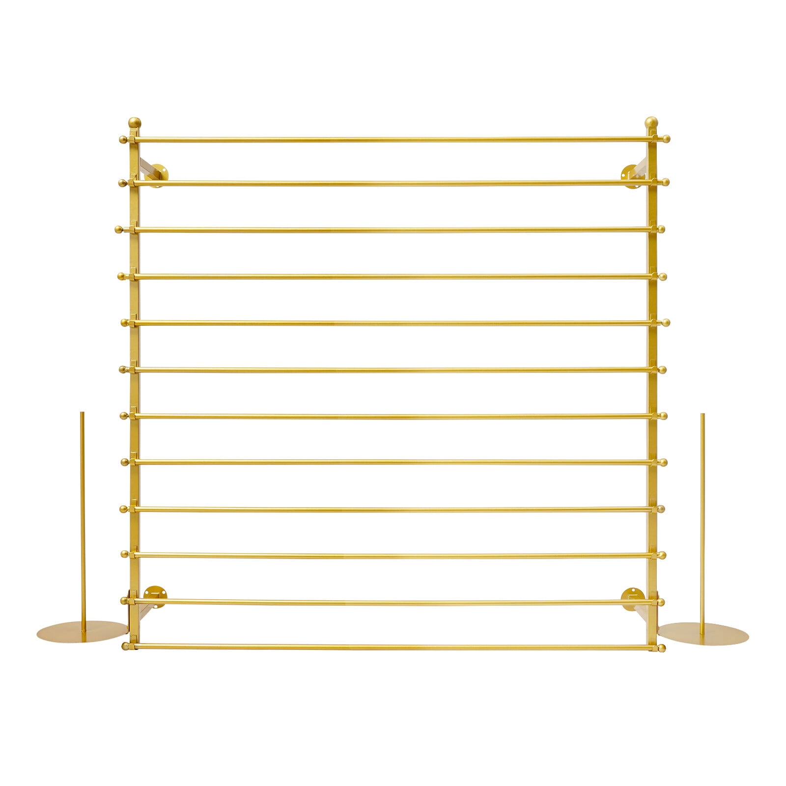 ToppiJoy 12 Rods Wall Mounted Ribbon Rack for Craft Room, Ribbon Organizer Wrapping Paper Rack for Craft Room, Cake Shop, Flower Shop Gold