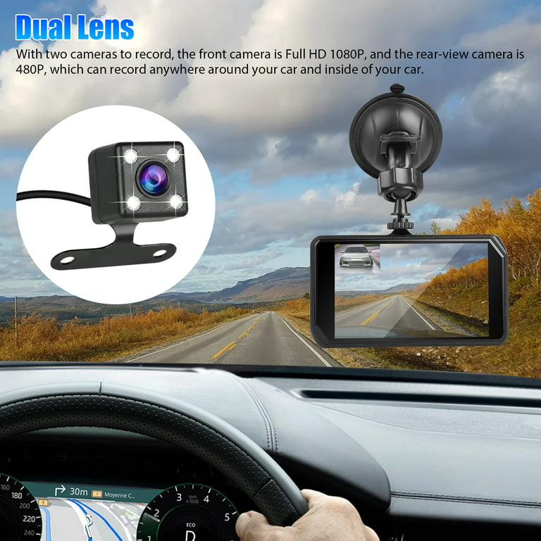 Car Dual Dash Cam, EEEkit 1080P Front and 720P Rear Dual Lens Dash Camera  with Night Vision, 170° Wide Angle, 4inch IPS Display, Car DVR Dashboard  Driving Recorder with G-Sensor/ Motion Detection 