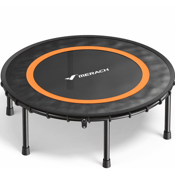 MERACH 40" Fitness Trampoline with Bungees, Foldable Mini Trampoline Rebounder, 330 lbs Capacity