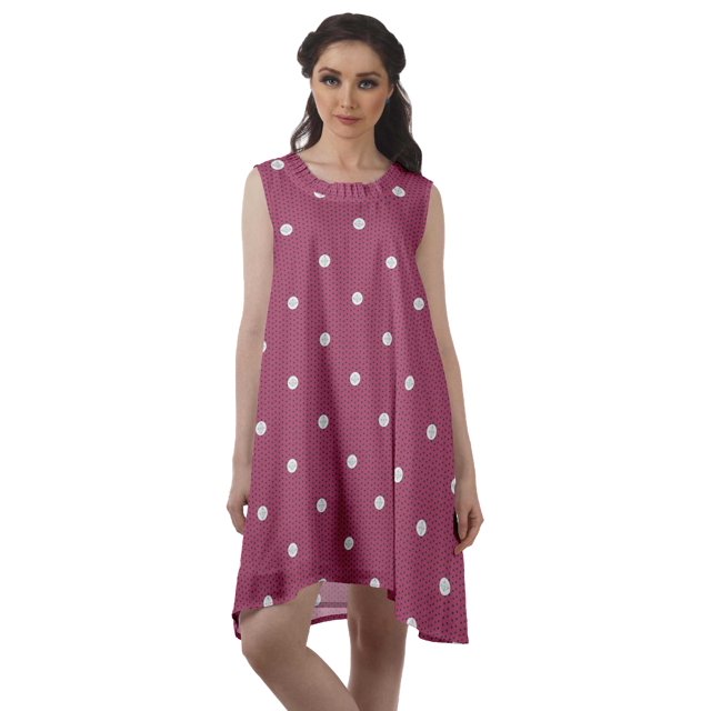 Moomaya Robe T-Shirt Ample Sans Manches en Rayonne Imprimée à Encolure Dégagée pour Femmes
