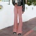 thumbnail image 3 of Ladies Bodycon Pants Slight Flare Leg Elastic High Waist Casual Style Daily Suit, 3 of 7