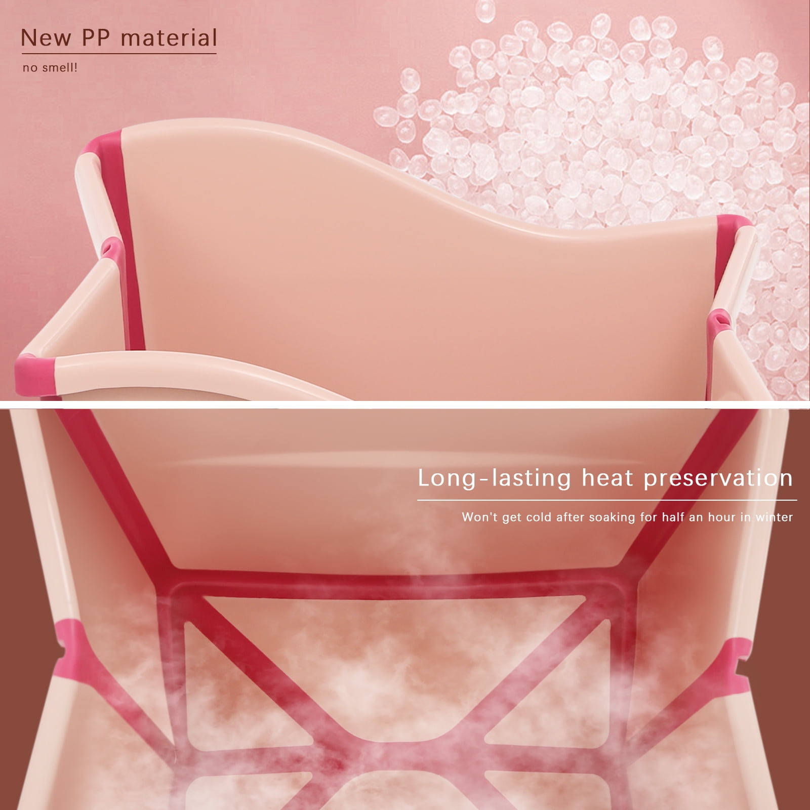 Folding Bathtub for Kids, Eco-friendly PP and TPE Materials, Non-slip, Portable,Convenient and Space-saving Bath Solution