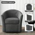 thumbnail image 5 of UIXE 360° Swivel Barrel Chair, Swivel Curved Accent Chair Art Deco Style Round Club ArmChair with Upholstered Dark Gray Boucle Seating, 5 of 6