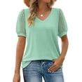 thumbnail image 6 of Cute Summer Tops for Women 2024 Trendy for Work Knit Tops Short Sleeve Women Blouses Casual Tops Fashion Blouses Women, 6 of 8