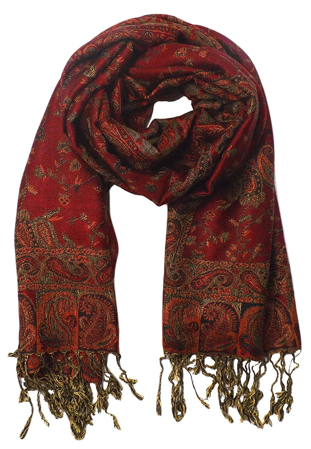 Peach Couture Womens Elegant Reversible Floral Paisley Pashmina Stole Shawl Wrap