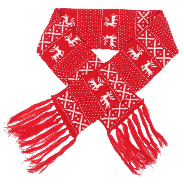 1pc Navidad bufanda de lana tejida alce copo de nieve decoración bufanda chal cuello pañuelo para la cabeza