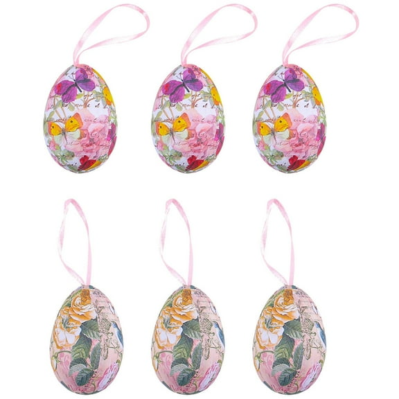 Lmueinov 6PCS Easter Hanging Eggs - Colorful Painting Easter Egg Ornaments, Spring Hanging Egg Ornament for Easter Tree Home Party DIY Craft Decoration