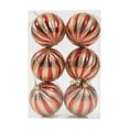 thumbnail image 2 of 6Pcs Christmas Ornaments Red Green Gold Striped Baubles, 2.36in Shatterproof Christmas Tree Hanging Balls, Holiday Party Decorations for Indoor Outdoor Xmas Décor Supplies, 2 of 6