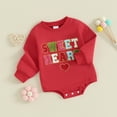 thumbnail image 2 of Bagilaanoe Newborn Baby Girl Valentine's Day Romper Sweatshirt Long Sleeve Bodysuits Letter Embroidery Pullover 3M 6M 12M 18M Infant Casual Tee Tops, 2 of 8