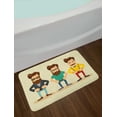 thumbnail image 2 of Geek Bath Mat, Hipster Fashion Themed Cartoon Image of Men Wearing Pullovers Jackets and Suspenders, Plush Bathroom Decor Mat with Non Slip Backing, 29.5" X 17.5", Multicolor, by Ambesonne, 2 of 2