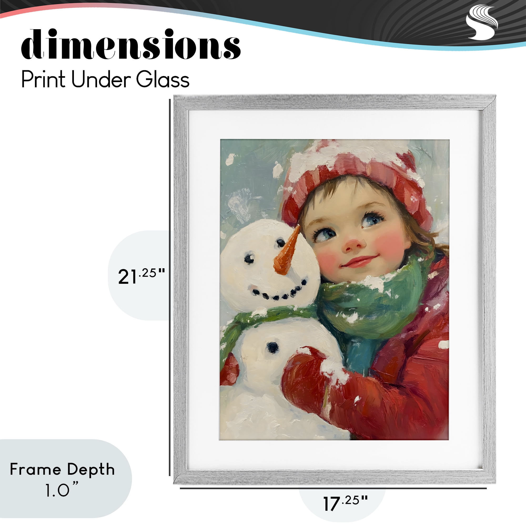 Stupell Industries Christmas Girl & Snowman Embrace Gray Framed Print Under Glass, design by The Prints Vibe