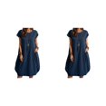 thumbnail image 4 of Sonducket Vestido de mujer Jersey de color sólido Reemplazo Casual Verano Moda Niñas Vestidos de mujer Ropa Azul oscuro S Azul oscuro S 2Conjunto, 4 of 6