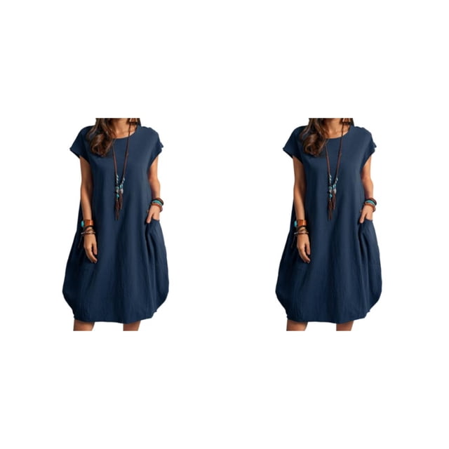 Sonducket Vestido de poliéster para mujer, sin mangas, informal, de verano, transpirable, cuello , bolsillo doble, vestidos de moda para niñas Type1 NO1