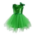 thumbnail image 1 of HXWCHs Robe en Tricot Filles Couleur Unie Sans Manches Robe de Fête avec Col Rond et Jupe Fluide pour Spectacles Vert 5-6 Ans, 1 of 5