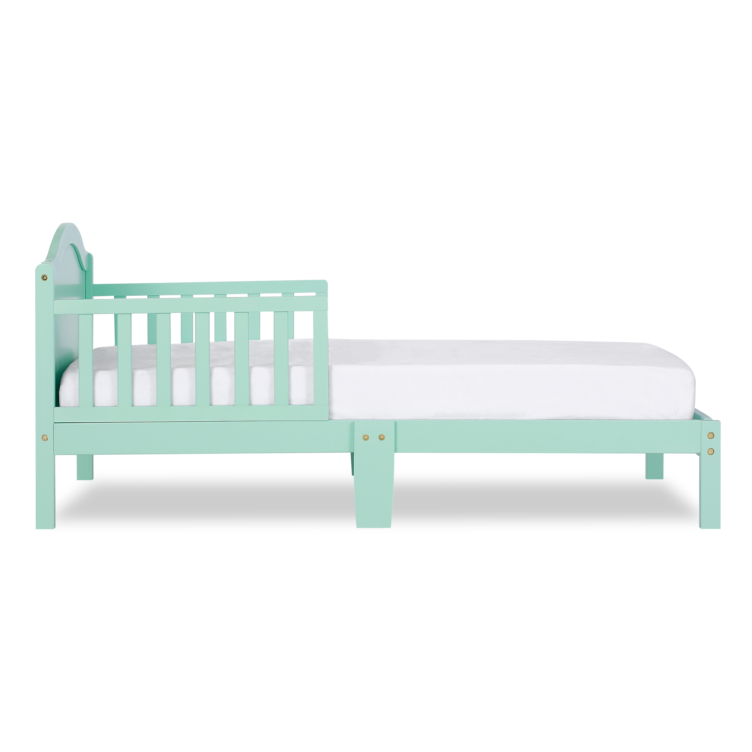 Dream On Me Sydney Kid's Twin Wooden Toddler Bed with Safety Rails, Mint Green