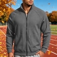 thumbnail image 2 of Men Ribbed Zip up Sweatshirt Corduroy Comfy No Hood Stand Collar Fashion Outerwear with Pockets Long Sleeve Trendy Collared Spring Fall Daily Casual Jacket, 2 of 7