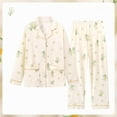 thumbnail image 2 of Floral Print Plus Size Pajama Set Loose Fit Cotton Blend Long Sleeve Two Piece Home Wear, 2 of 5