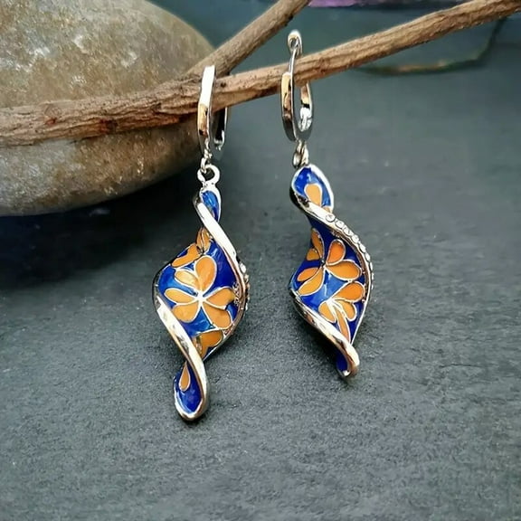 Colorful Flower-Shaped Boho Drop Earrings with Sparkly Zirconia Pendant - Vintage Jewelry for Women's Clothing Accessories and Birthday Gifts