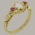 thumbnail image 2 of LBG British Made 14k Yellow Gold Natural Opal & Ruby Womens Anniversary Ring - 33 size options - Size 7.75, 2 of 9
