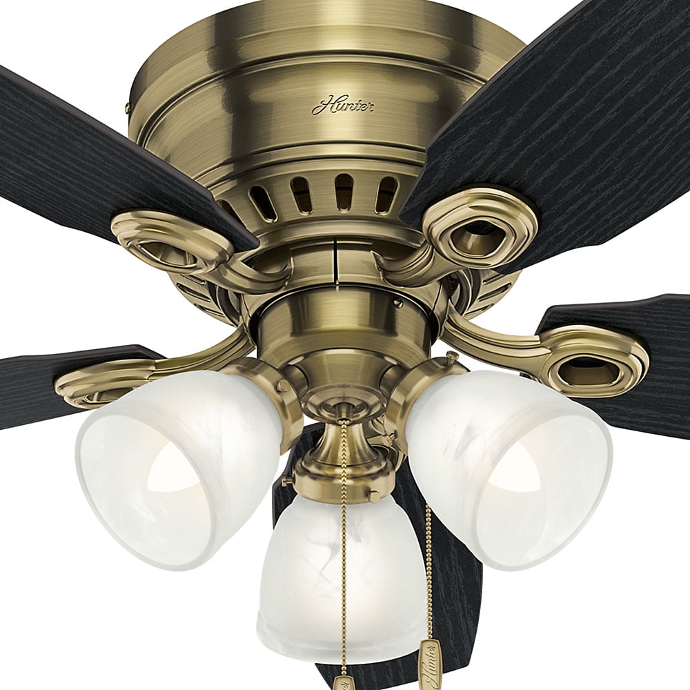 Hunter 46 Hatherton Antique Brass Ceiling Fan With Light Com