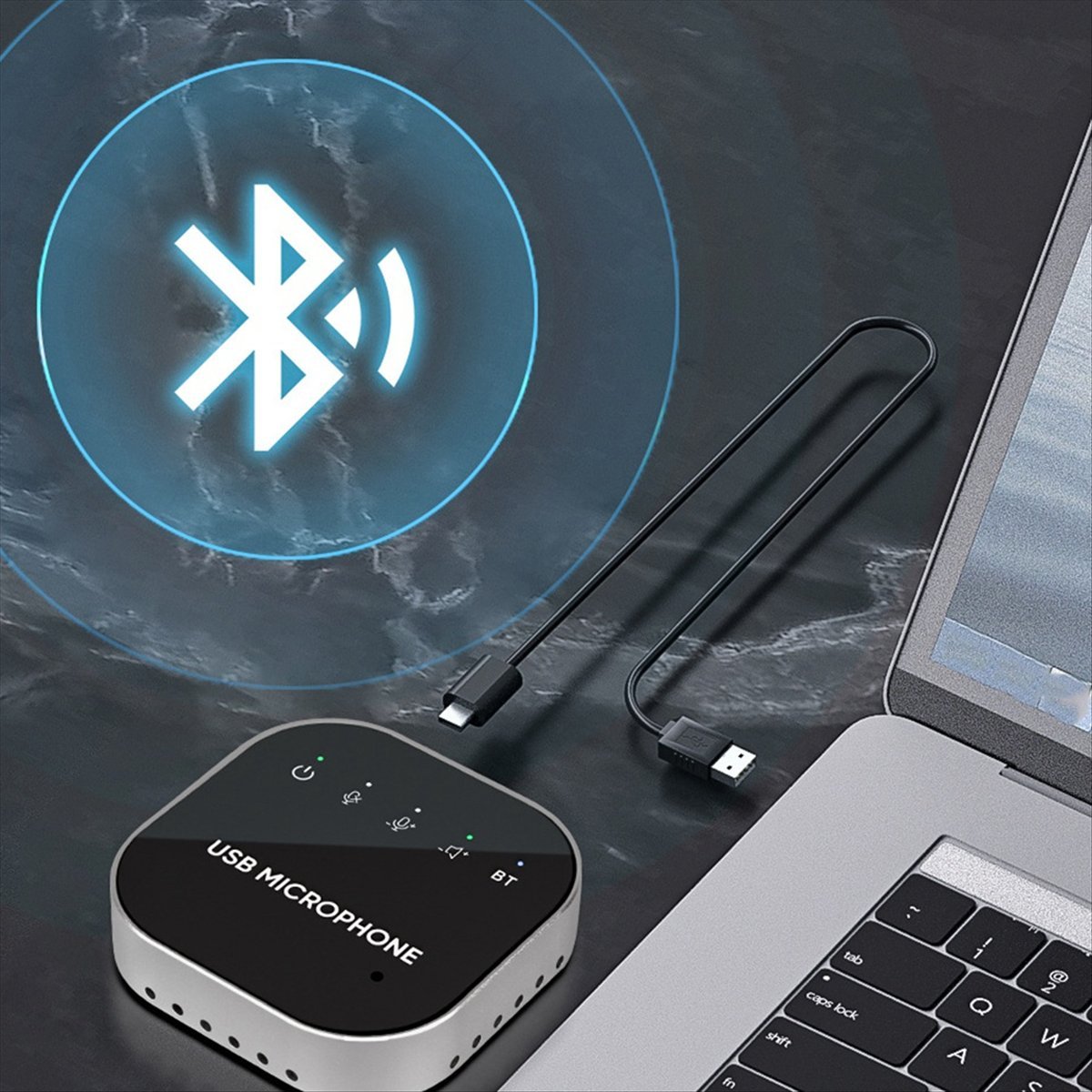 Desktop USB Conference Speakerphone BT Microphone 360° Omnidirectional Condenser Computer Mic with Speaker