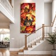 thumbnail image 2 of Canvas Wall Art, Fall Framed Canvas Prints for Bedroom Dining Room, Thanksgiving Farmhouse Cat in Maple Leaf Oversized Gallery Wrapped Wall Decor for Home Office, Gifts, 20"x40" Ship Next Day, 2 of 6