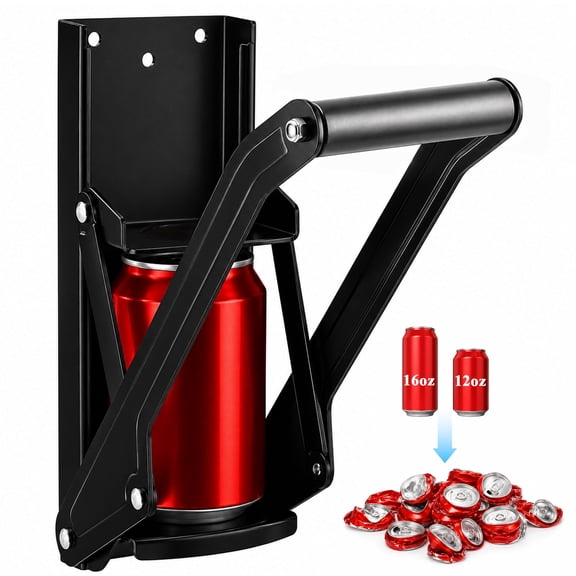 cyrico 16oz Can Crusher Wall Mounted, Heavy Duty Can Crushers for Recycling, Can Smasher Compactor for Aluminum Seltzer, Soda, Beer Cans and Bottles for Recycling, Gadgets for Home, Black