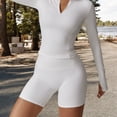 thumbnail image 3 of Women's Ribbed Long Sleeve Half-Zip Activewear Top - Large, White, 3 of 6