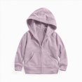 thumbnail image 6 of Staki Girl's Solid Hoodie Zip Up Long Sleeve Preppy Cute Sweatshirts Hoodies Tween Girls Trendy Clothes 1-14Y(Purple,5-6 Years), 6 of 7