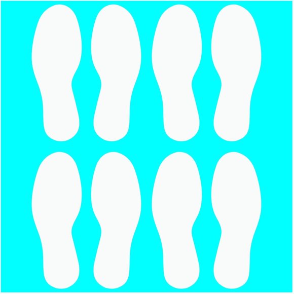 LiteMark Removable Matte Finish White 10.5 Inch Large Footprint Decal Vinyl Stickers | Great for Floors, Ceilings, Walls, and Most Smooth Surfaces | Pack of 8 Footprints (4 Pairs)