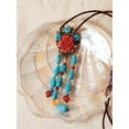 thumbnail image 2 of Boho Hippie Vintage Created Turquoise Bead Flower Tassel Dreamcatcher Long Necklace for Women, Bohemian Jewelry Gift, 2 of 7