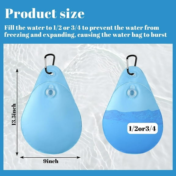 4 Pack Pool Cover Weights with Hooks, Leakproof Swimming Pool Cover Hanging Bag Thick PVC Pool Water Bags, Antifreezing Winter Pool Tarp Weights for Above Ground Pool Cover, Light Blue